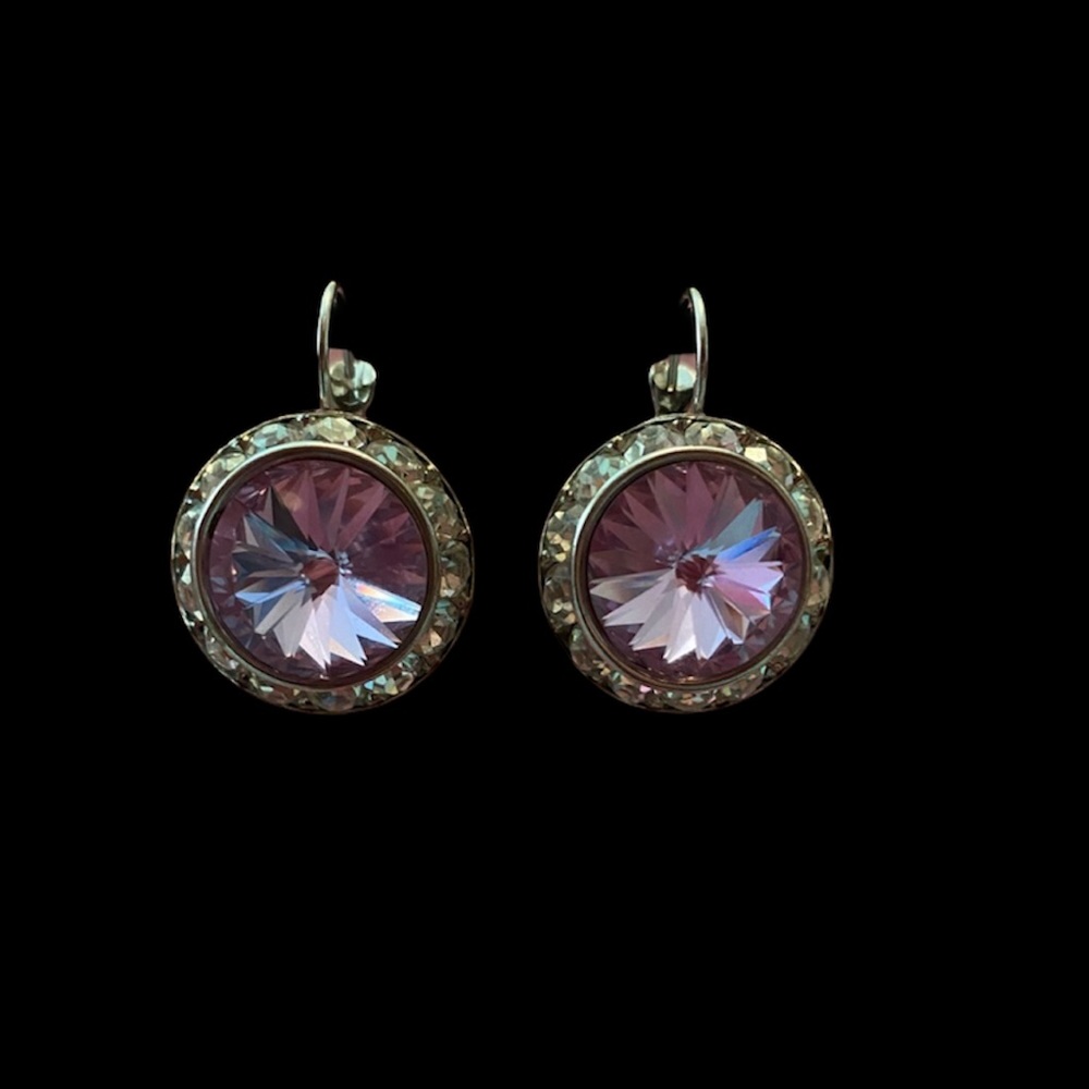 Light Amethyst Swarovski Crystal Earrings Handmade